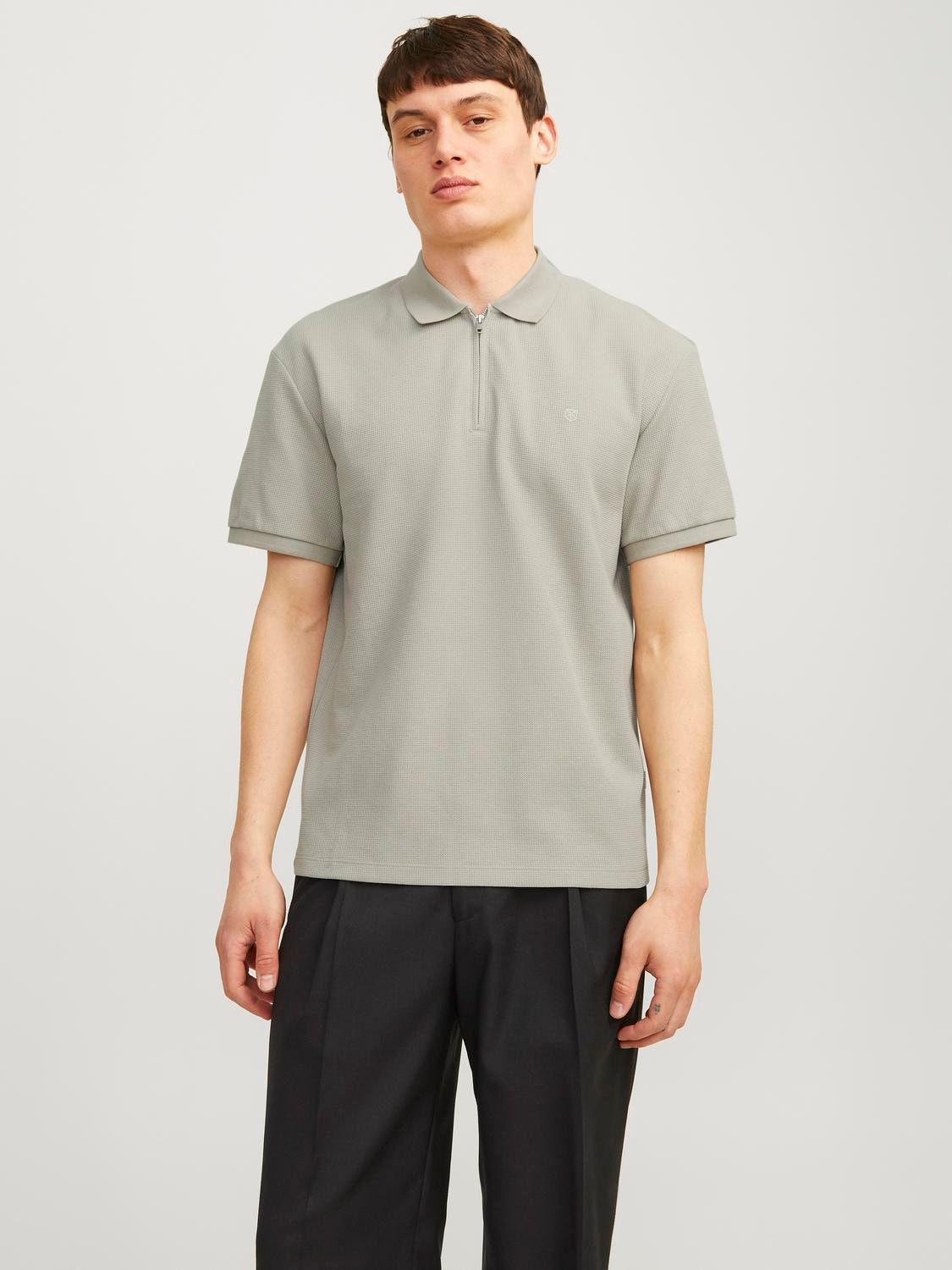 JPRCCJOHNNY Zip Polo T-Skjorte Beige