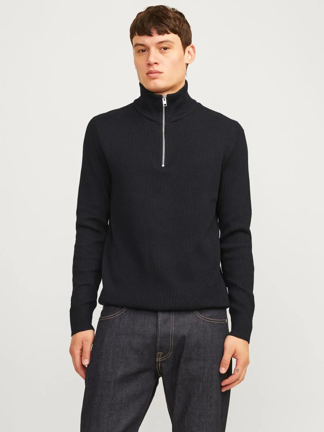 JJEPERFECT Half Zip Genser Svart