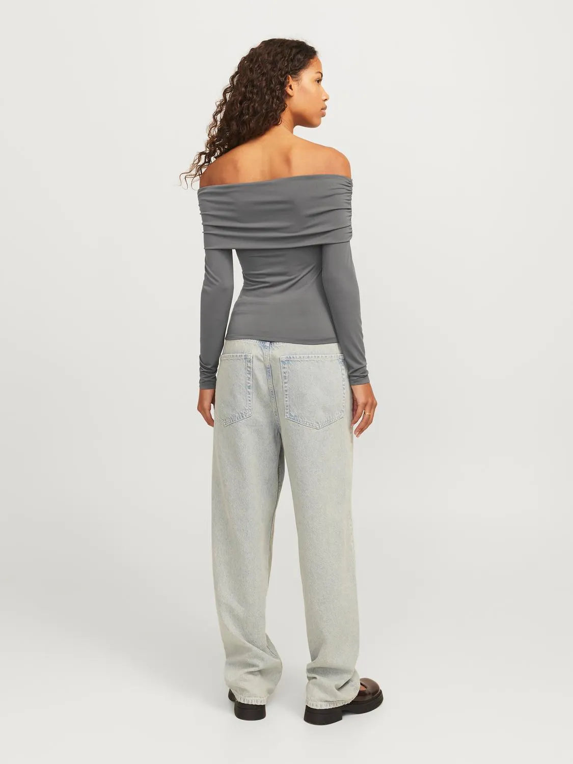 JXMILLE Off Shoulder Top Grå